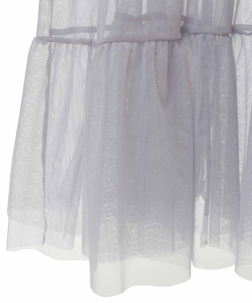 31 Sons de mode(トランテアン ソン ドゥ モード)の「チュールティアードキャミワンピース(ワンピース・レディース・グレー/オフホワイト/ブラック・36)」の9枚目の写真