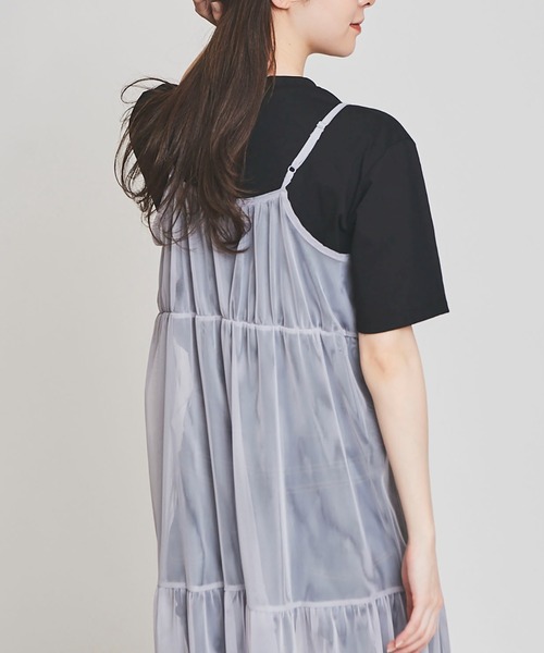 31 Sons de mode(トランテアン ソン ドゥ モード)の「チュールティアードキャミワンピース(ワンピース・レディース・グレー/オフホワイト/ブラック・36)」の14枚目の写真