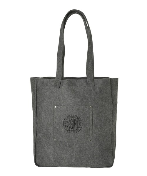 X-girl(エックスガール)の「PIGMENT DYED TOTE BAG(トートバッグ・レディース・オリーブ/チャコール・ONE SIZE)」の4枚目の写真
