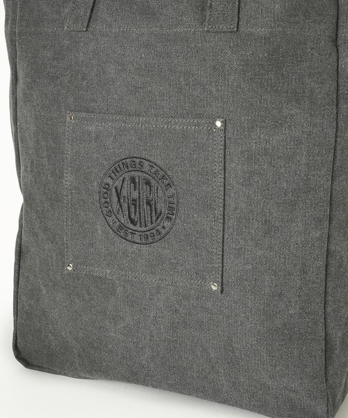 X-girl(エックスガール)の「PIGMENT DYED TOTE BAG(トートバッグ・レディース・オリーブ/チャコール・ONE SIZE)」の8枚目の写真