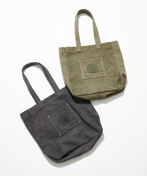 X-girl(エックスガール)の「PIGMENT DYED TOTE BAG(トートバッグ・レディース・オリーブ/チャコール・ONE SIZE)」の3枚目の写真
