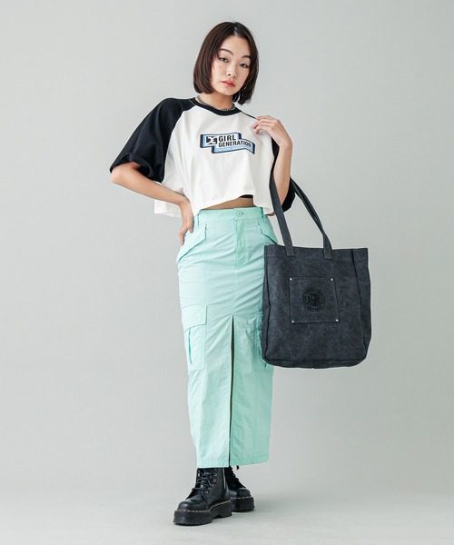 X-girl(エックスガール)の「PIGMENT DYED TOTE BAG(トートバッグ・レディース・オリーブ/チャコール・ONE SIZE)」の13枚目の写真