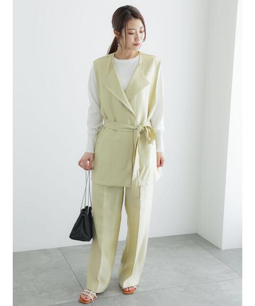 Te chichi（テチチ）の「【松井愛莉着用】シャイニーダブルジレ（セットアップ可）（ベスト・レディース・イエロー/オフホワイト・F）」の4枚目の写真