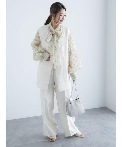 Te chichi（テチチ）の「【松井愛莉着用】シャイニーダブルジレ（セットアップ可）（ベスト・レディース・イエロー/オフホワイト・F）」の8枚目の写真