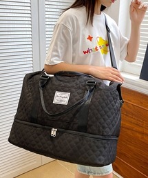 Coo+i（クーイ）の「【大容量】独立収納付きキルティングボストンバッグ（ボストンバッグ）」