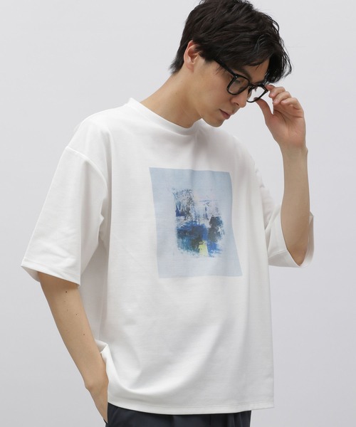 LAKOLE(ラコレ)の「アートペインティングプリントT / 113991(Tシャツ/カットソー・メンズ・ブラック/ホワイト/サンドグレー/グリーン・MEDIUM/LARGE/X-LARGE)」の7枚目の写真