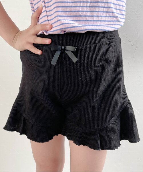 apres les cours（アプレレクール）の「【WEB限定】ワッフルフリルショートパンツ（その他パンツ・キッズ・アイボリー/ピンク/ミント/チャコール・80/90/100/110/120/130/140）」の3枚目の写真