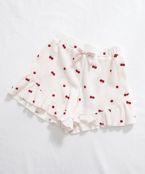 apres les cours（アプレレクール）の「【WEB限定】ワッフルフリルショートパンツ（その他パンツ・キッズ・アイボリー/ピンク/ミント/チャコール・80/90/100/110/120/130/140）」の2枚目の写真