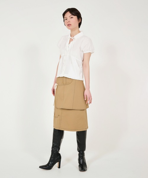 TINA：JOJUN（ティーナジョジュン）の「半袖 フリルブラウス TINA：JOJUN（シャツ/ブラウス・レディース・ホワイト/ベビーピンク/ブラック・M）」の6枚目の写真