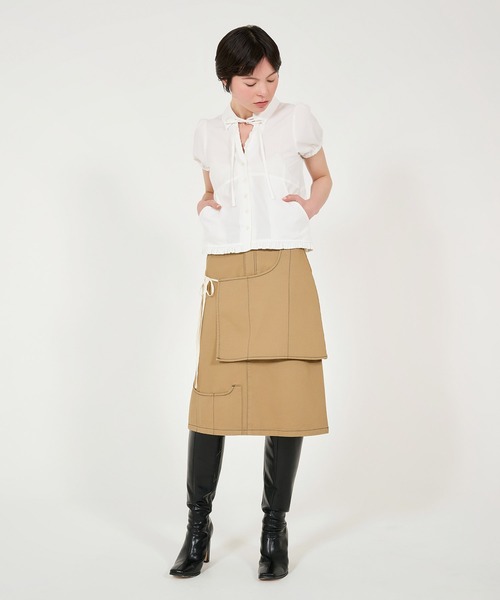 TINA：JOJUN（ティーナジョジュン）の「半袖 フリルブラウス TINA：JOJUN（シャツ/ブラウス・レディース・ホワイト/ベビーピンク/ブラック・M）」の7枚目の写真