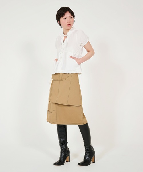 TINA：JOJUN（ティーナジョジュン）の「半袖 フリルブラウス TINA：JOJUN（シャツ/ブラウス・レディース・ホワイト/ベビーピンク/ブラック・M）」の8枚目の写真