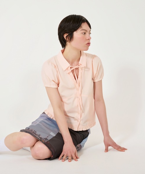 TINA：JOJUN（ティーナジョジュン）の「半袖 フリルブラウス TINA：JOJUN（シャツ/ブラウス・レディース・ホワイト/ベビーピンク/ブラック・M）」の9枚目の写真