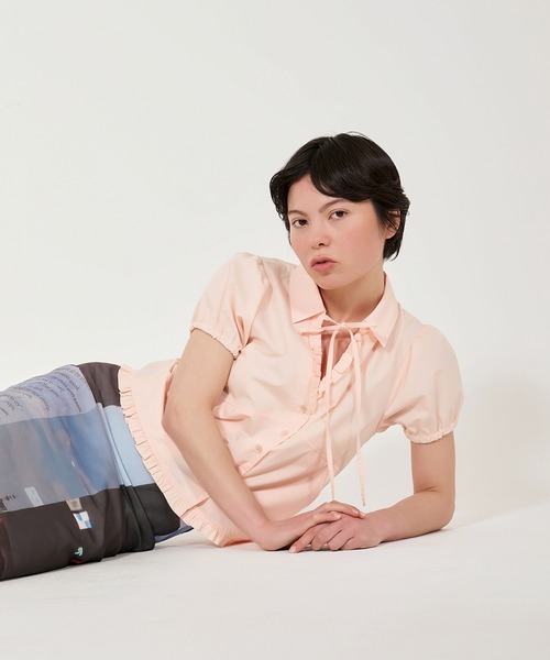 TINA：JOJUN（ティーナジョジュン）の「半袖 フリルブラウス TINA：JOJUN（シャツ/ブラウス・レディース・ホワイト/ベビーピンク/ブラック・M）」の11枚目の写真