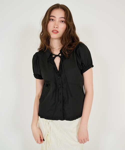 TINA：JOJUN（ティーナジョジュン）の「半袖 フリルブラウス TINA：JOJUN（シャツ/ブラウス・レディース・ホワイト/ベビーピンク/ブラック・M）」の21枚目の写真