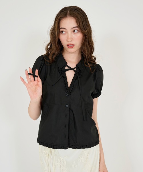 TINA：JOJUN（ティーナジョジュン）の「半袖 フリルブラウス TINA：JOJUN（シャツ/ブラウス・レディース・ホワイト/ベビーピンク/ブラック・M）」の22枚目の写真