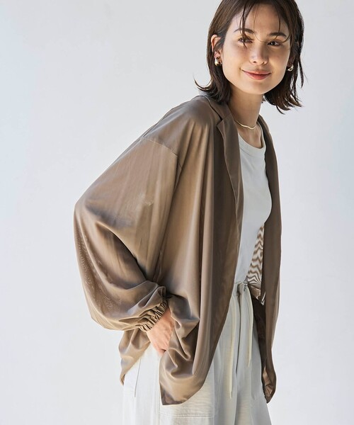 coen（コーエン）の「【RONEL】メッシュテーラードサマージャケット（テーラードジャケット・レディース・ブラック/ベージュ・FREE）」の3枚目の写真