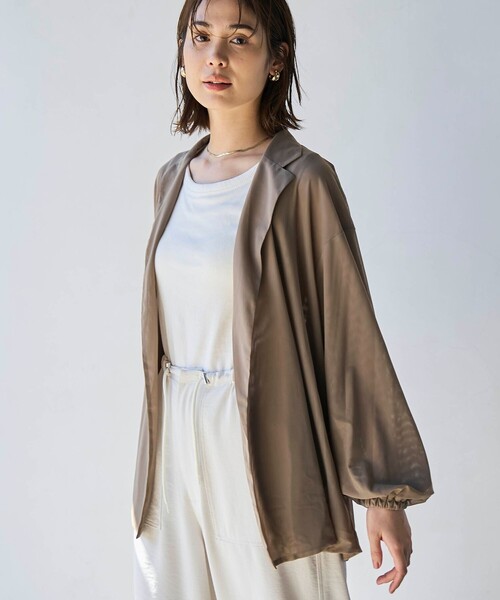 coen（コーエン）の「【RONEL】メッシュテーラードサマージャケット（テーラードジャケット・レディース・ブラック/ベージュ・FREE）」の4枚目の写真