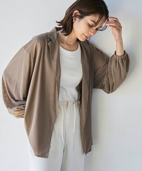 coen（コーエン）の「【RONEL】メッシュテーラードサマージャケット（テーラードジャケット・レディース・ブラック/ベージュ・FREE）」の5枚目の写真