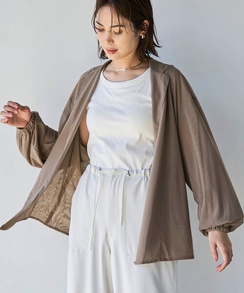 coen（コーエン）の「【RONEL】メッシュテーラードサマージャケット（テーラードジャケット・レディース・ブラック/ベージュ・FREE）」の6枚目の写真