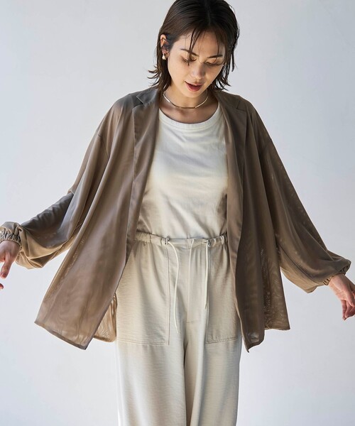 coen（コーエン）の「【RONEL】メッシュテーラードサマージャケット（テーラードジャケット・レディース・ブラック/ベージュ・FREE）」の7枚目の写真