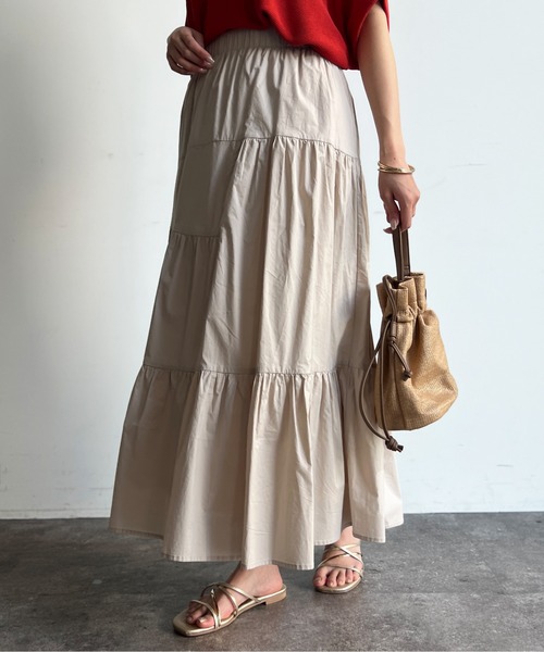 Chez toi(シェトワ)の「コットンティアードスカート(スカート・レディース・ピンク/ブラック/グレイッシュベージュ/ブルー・FREE)」の7枚目の写真