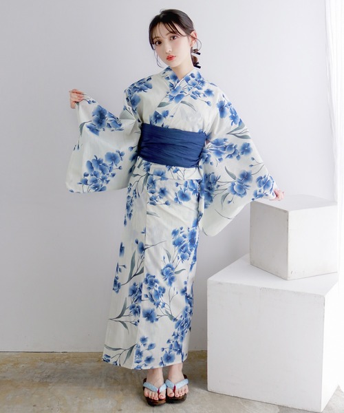 KYOETSU 浴衣 レディース2点セット(浴衣 + 帯） KYOETSU 浴衣 1人で簡単着付け レディース 6点セット( + 帯 下駄