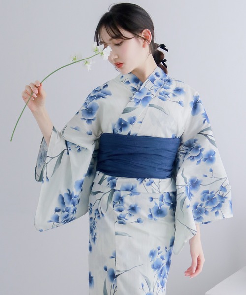 KYOETSU 浴衣セット 2点セット 浴衣 セット レディース 2点セット( 浴衣 + 帯 ) H（浴衣