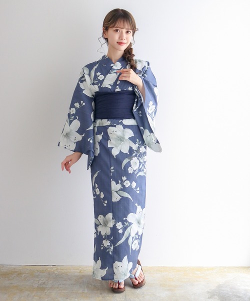 ※土日限定セール　浴衣セット／ネイビー【定価18,130円】 nemne2way浴衣3点set[品番：ORYW0000032]｜nemne（ネンネ）の