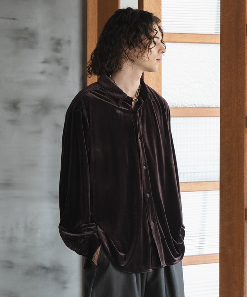 CASPER JOHN（キャスパージョン）の「High drape corduroy shirts/ハイドレープコーデュロイシャツ（シャツ/ブラウス・メンズ・パープル/ホワイト/ダークブラウン/ブラック/グレー・X-SMALL/SMALL/MEDIUM/LARGE）」の14枚目の写真