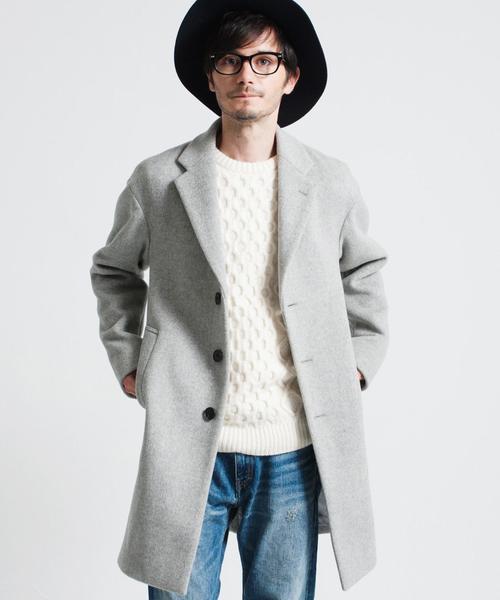 green label relaxing（グリーンレーベルリラクシング）の「□DROP/SLDR チェスターコート（チェスターコート・メンズ・ブラック/ライトグレー・LARGE/MEDIUM/SMALL）」の2枚目の写真