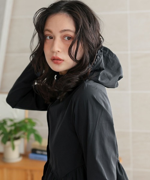 Eveの日 ブラックパーカー サイズL 大きいサイズ レディース UVカット＆接触冷感ストレッチ鹿の子ドルマン