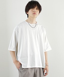 【MinoriTY】接触冷感オーバーサイズステッチ半袖Tシャツ カットソー メンズ ビッグシルエット ルーズフィット 夏服
