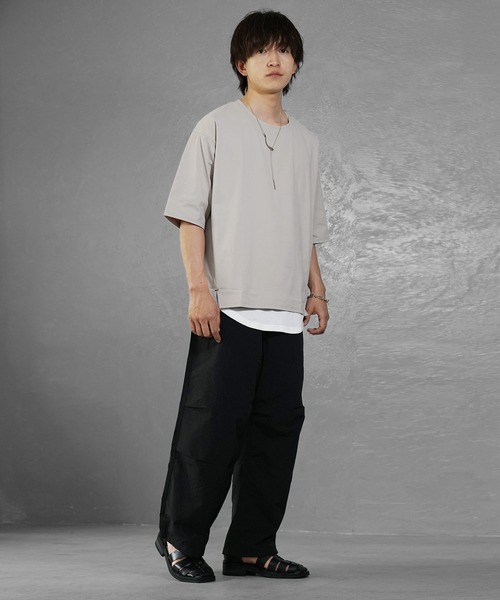MinoriTY(マイノリティ)の「【MinoriTY】接触冷感オーバーサイズステッチ半袖Tシャツ カットソー メンズ ビッグシルエット ルーズフィット 夏服(Tシャツ/カットソー・メンズ・ホワイト/モカ/ブルー・S/M/L)」の8枚目の写真