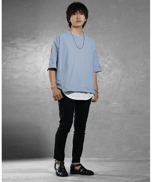 MinoriTY(マイノリティ)の「【MinoriTY】接触冷感オーバーサイズステッチ半袖Tシャツ カットソー メンズ ビッグシルエット ルーズフィット 夏服(Tシャツ/カットソー・メンズ・ホワイト/モカ/ブルー・S/M/L)」の6枚目の写真