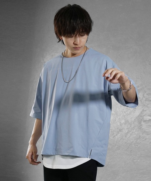 MinoriTY(マイノリティ)の「【MinoriTY】接触冷感オーバーサイズステッチ半袖Tシャツ カットソー メンズ ビッグシルエット ルーズフィット 夏服(Tシャツ/カットソー・メンズ・ホワイト/モカ/ブルー・S/M/L)」の5枚目の写真
