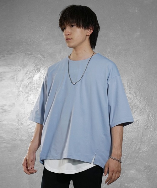 MinoriTY(マイノリティ)の「【MinoriTY】接触冷感オーバーサイズステッチ半袖Tシャツ カットソー メンズ ビッグシルエット ルーズフィット 夏服(Tシャツ/カットソー・メンズ・ホワイト/モカ/ブルー・S/M/L)」の4枚目の写真