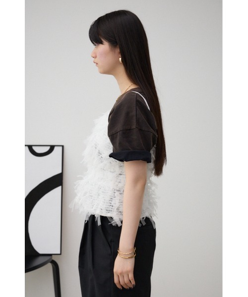 AZUL by moussy(アズールバイマウジー)の「テープヤーンビスチェ(ベスト・レディース・オフホワイト/ブラック・FREE)」の8枚目の写真