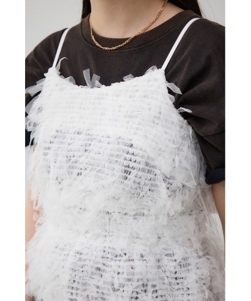 AZUL by moussy(アズールバイマウジー)の「テープヤーンビスチェ(ベスト・レディース・オフホワイト/ブラック・FREE)」の11枚目の写真