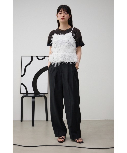 AZUL by moussy(アズールバイマウジー)の「テープヤーンビスチェ(ベスト・レディース・オフホワイト/ブラック・FREE)」の5枚目の写真