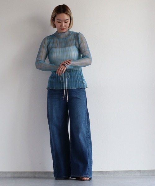 cepo(セポ)の「チュールハイネックTee(Tシャツ/カットソー・レディース・ブルー/ベージュ・M)」の11枚目の写真