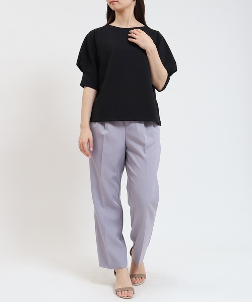 TRUDEA（トルディア）の「デザインスリーブ シルケットポンチプルオーバー（Tシャツ/カットソー・レディース・グリーン/ブラック/ホワイト・MEDIUM）」の19枚目の写真