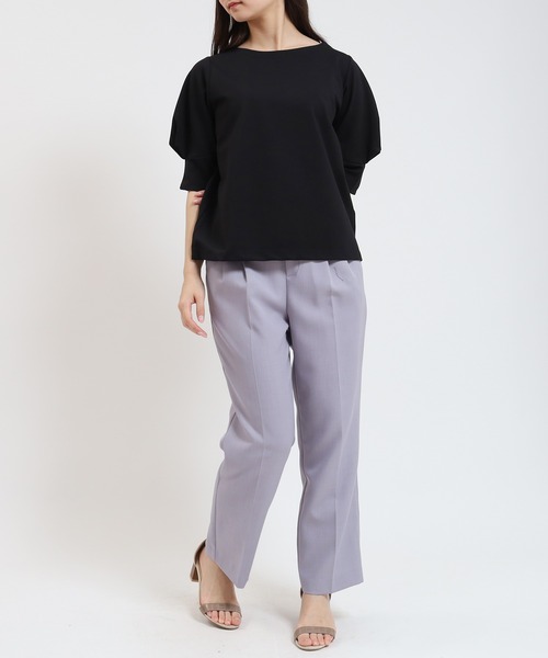 TRUDEA（トルディア）の「デザインスリーブ シルケットポンチプルオーバー（Tシャツ/カットソー・レディース・グリーン/ブラック/ホワイト・MEDIUM）」の18枚目の写真
