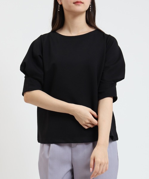 TRUDEA（トルディア）の「デザインスリーブ シルケットポンチプルオーバー（Tシャツ/カットソー・レディース・グリーン/ブラック/ホワイト・MEDIUM）」の22枚目の写真