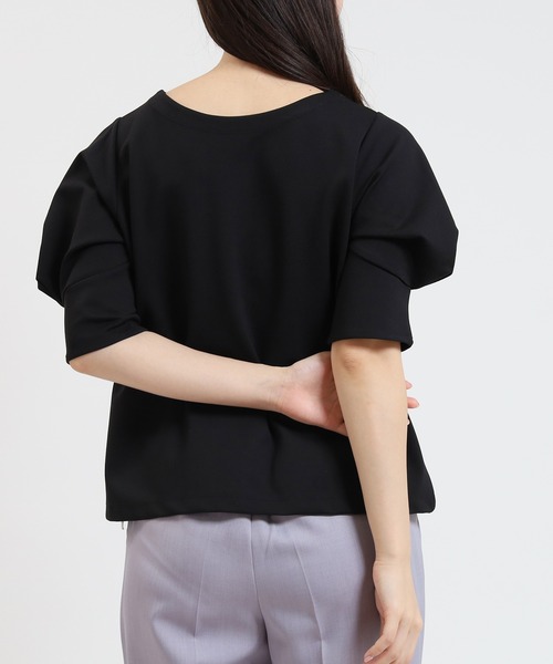 TRUDEA（トルディア）の「デザインスリーブ シルケットポンチプルオーバー（Tシャツ/カットソー・レディース・グリーン/ブラック/ホワイト・MEDIUM）」の20枚目の写真
