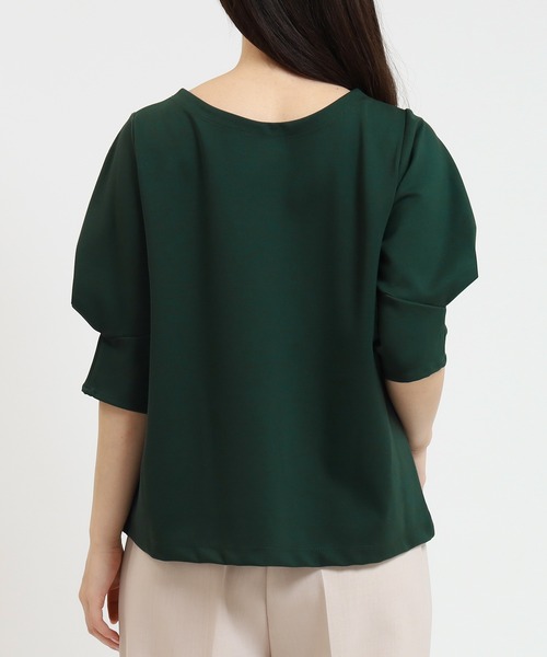 TRUDEA（トルディア）の「デザインスリーブ シルケットポンチプルオーバー（Tシャツ/カットソー・レディース・グリーン/ブラック/ホワイト・MEDIUM）」の14枚目の写真