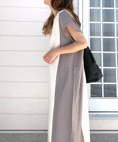 Q(キュー)の「フハクコンビワンピ(ワンピース・レディース・ブラック/ベージュ・MEDIUM)」の4枚目の写真