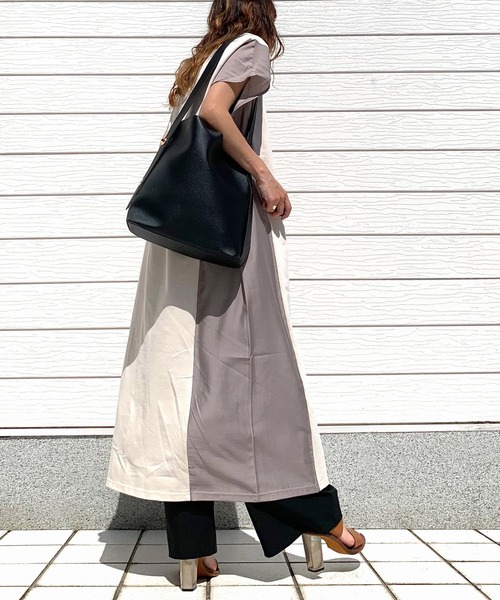 Q(キュー)の「フハクコンビワンピ(ワンピース・レディース・ブラック/ベージュ・MEDIUM)」の12枚目の写真