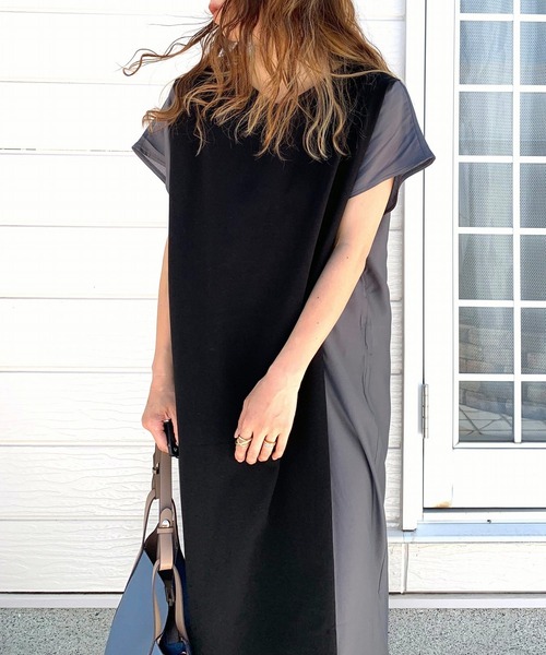 Q(キュー)の「フハクコンビワンピ(ワンピース・レディース・ブラック/ベージュ・MEDIUM)」の6枚目の写真