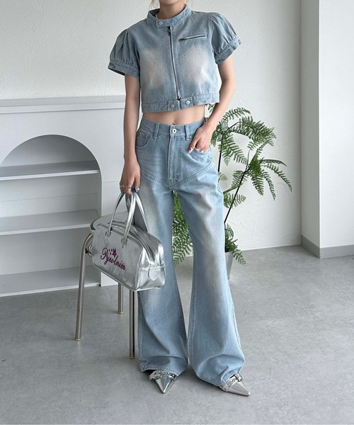 sedacle girl（セダクルガール）の「ヒップロゴオーバーダイデニム（デニムパンツ・レディース・インディゴブルー/ブラック/ライトブルー/ダークブルー/ブルー/グレー・SMALL/MEDIUM）」の7枚目の写真