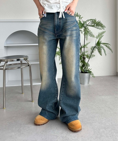 sedacle girl（セダクルガール）の「ヒップロゴオーバーダイデニム（デニムパンツ・レディース・インディゴブルー/ブラック/ライトブルー/ダークブルー/ブルー/グレー・SMALL/MEDIUM）」の13枚目の写真